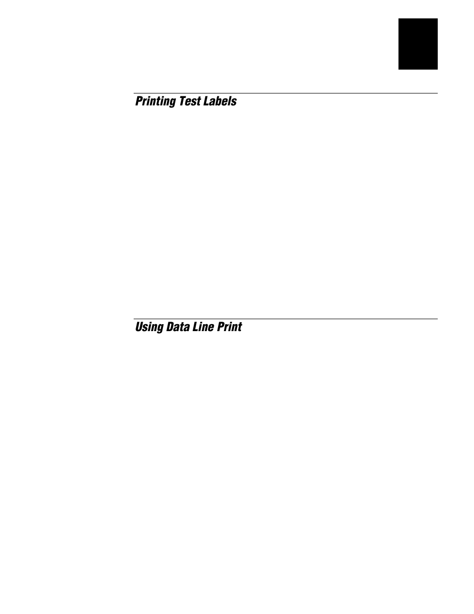 Printing test labels, Using data line print | IBM EasyCoder 3400e User Manual | Page 85 / 150