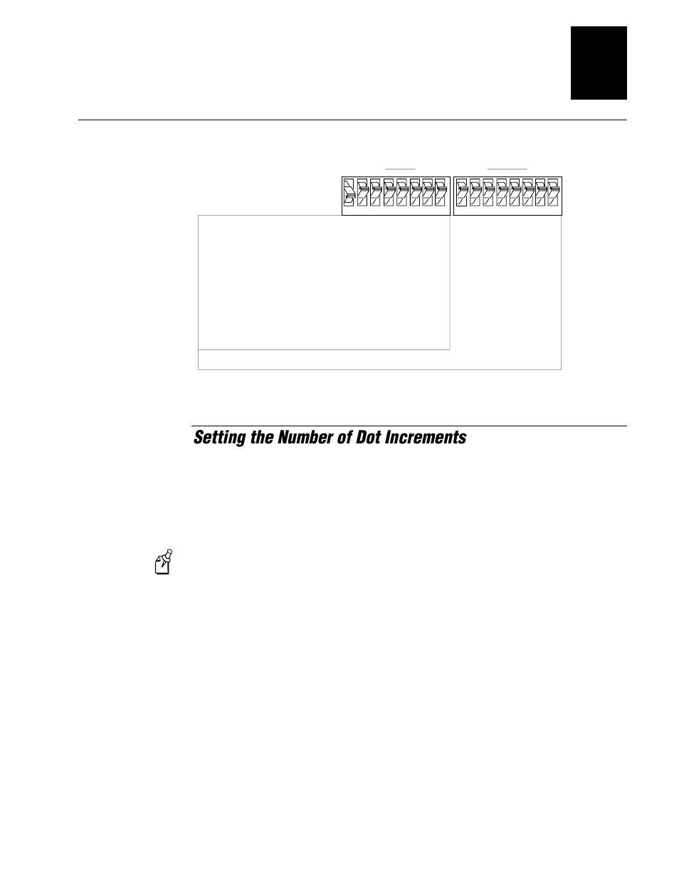 Setting the number of dot increments, Nugfont, Using test and service mode 6-7 | Configuration dip switch settings | IBM EasyCoder 3400e User Manual | Page 87 / 150