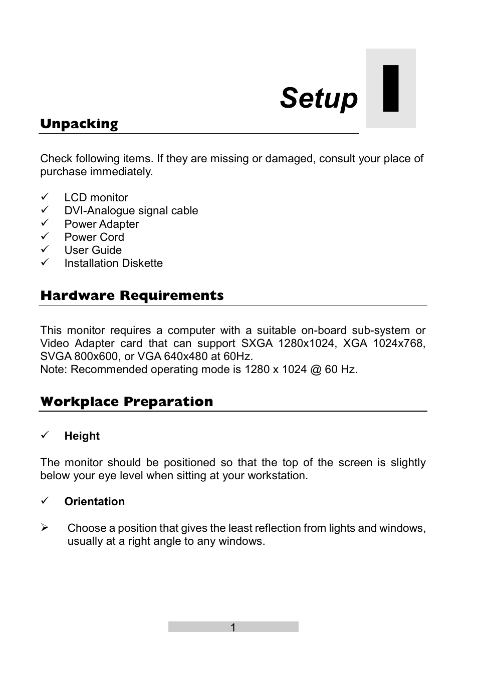 Setup | IBM T86A User Manual | Page 12 / 61