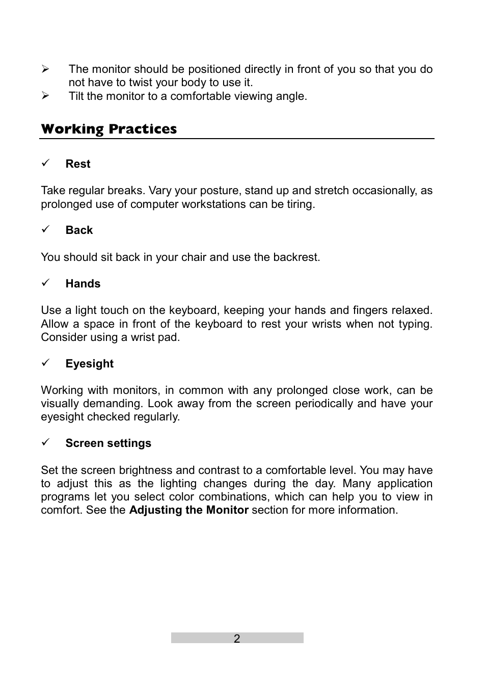 Working practices | IBM T86A User Manual | Page 13 / 61