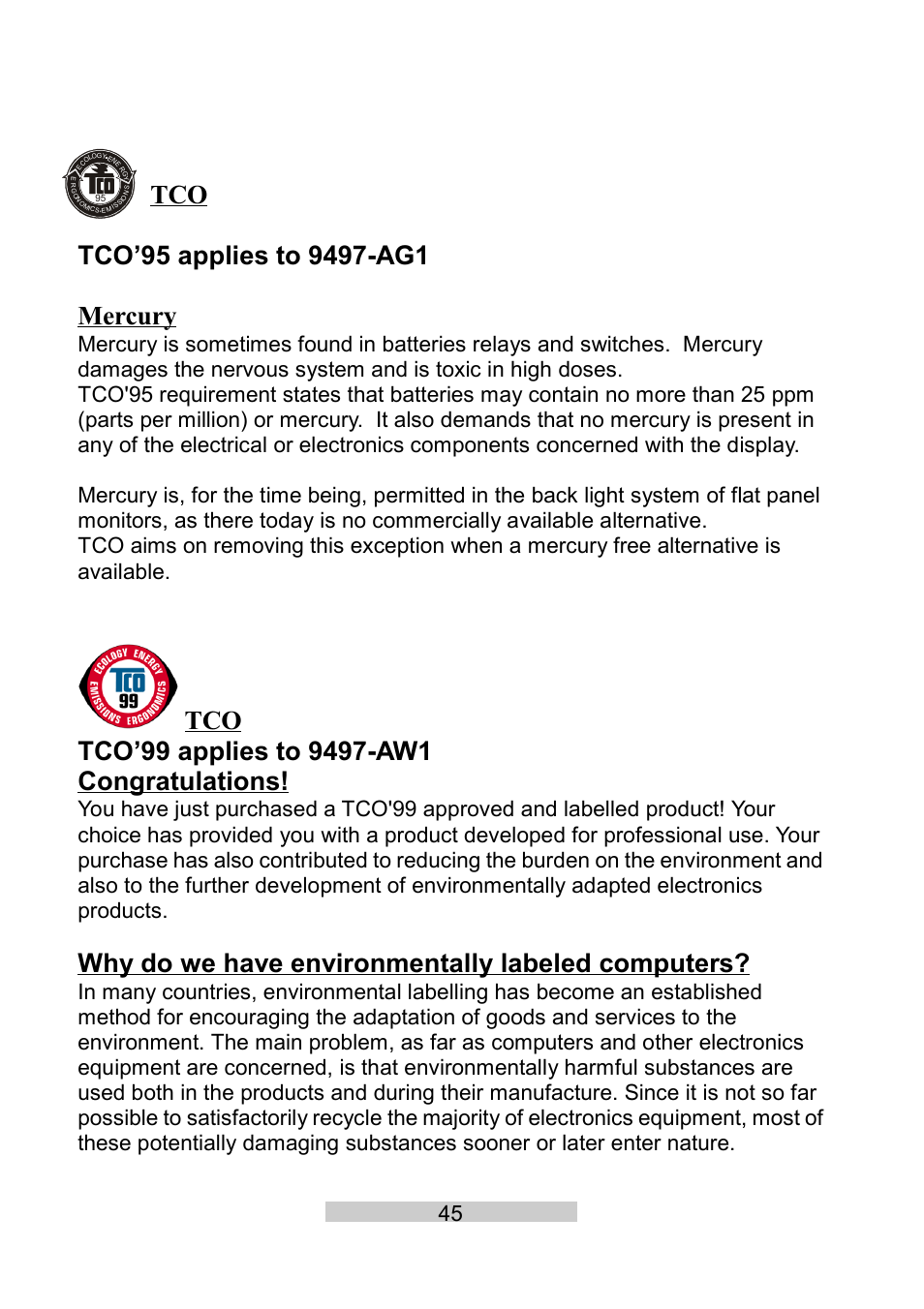 Why do we have environmentally labeled computers | IBM T86A User Manual | Page 56 / 61