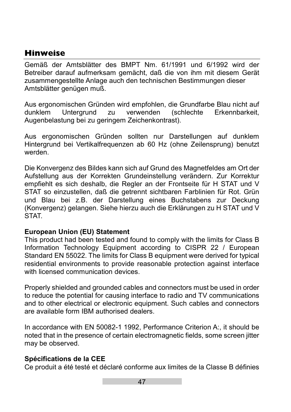 Hinweise | IBM T86A User Manual | Page 58 / 61