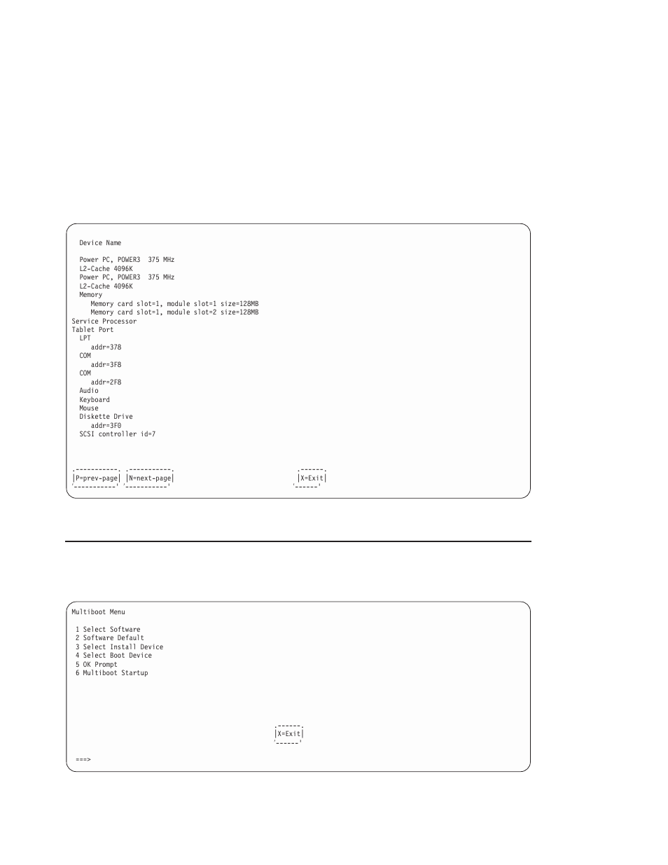 Multiboot menu | IBM RS/6000 44P User Manual | Page 113 / 216