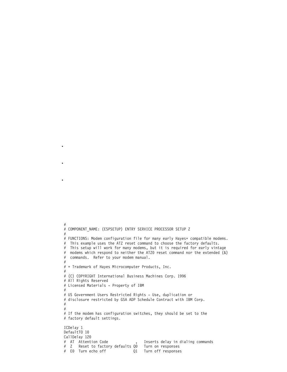 Prevention strategy, Modem configuration samples, Sample file modem_z.cfg | IBM RS/6000 44P User Manual | Page 195 / 216