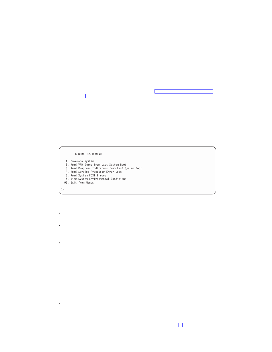 General user menu | IBM RS/6000 44P User Manual | Page 61 / 216