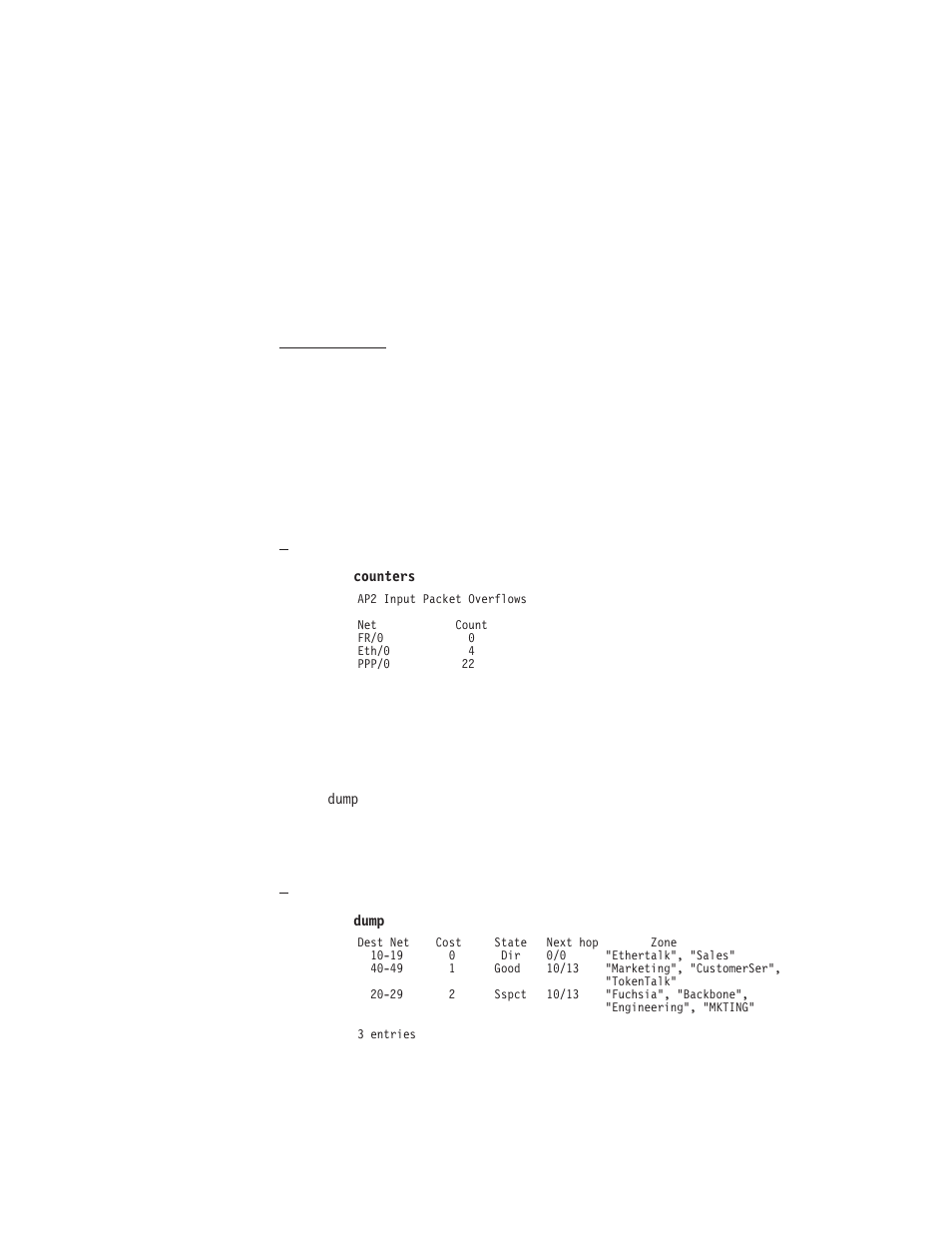 Clear counters, Counters dump, Counters | Dump | IBM SC30-3865-04 User Manual | Page 261 / 513