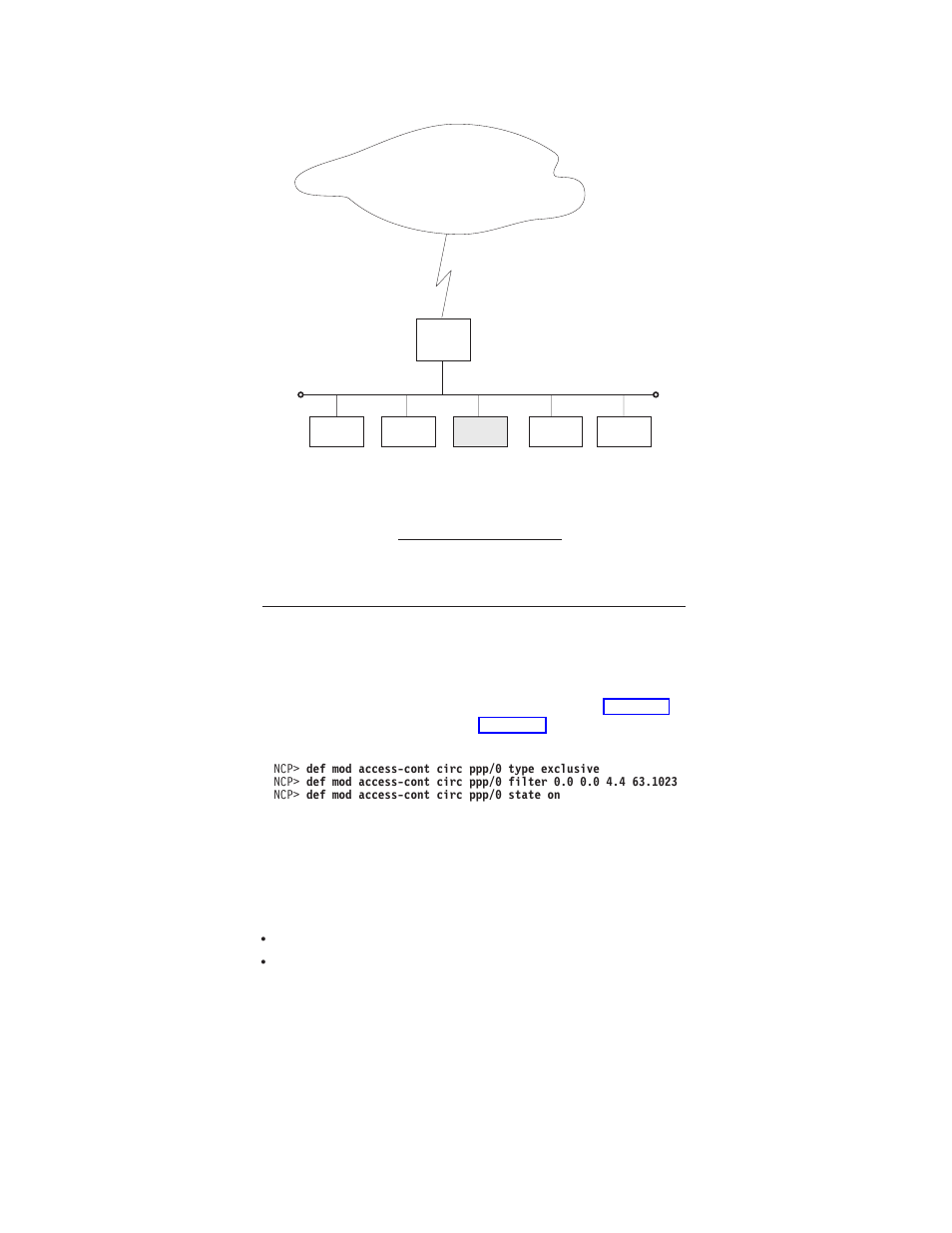 Managing traffic using area routing filters, Example of exclusive access control | IBM SC30-3865-04 User Manual | Page 286 / 513