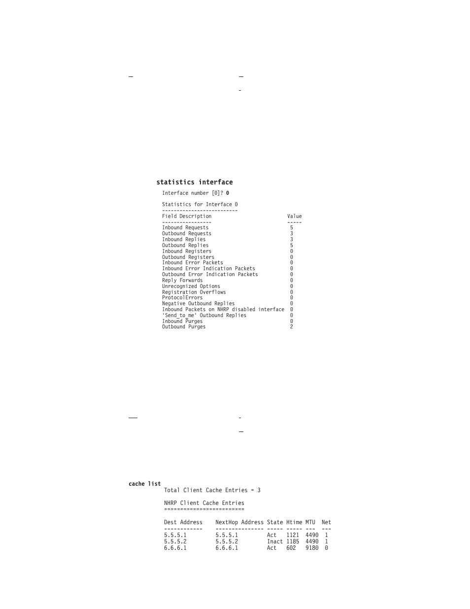 Cache, Nhrp monitoring commands (talk 5) 370 | IBM SC30-3865-04 User Manual | Page 400 / 513