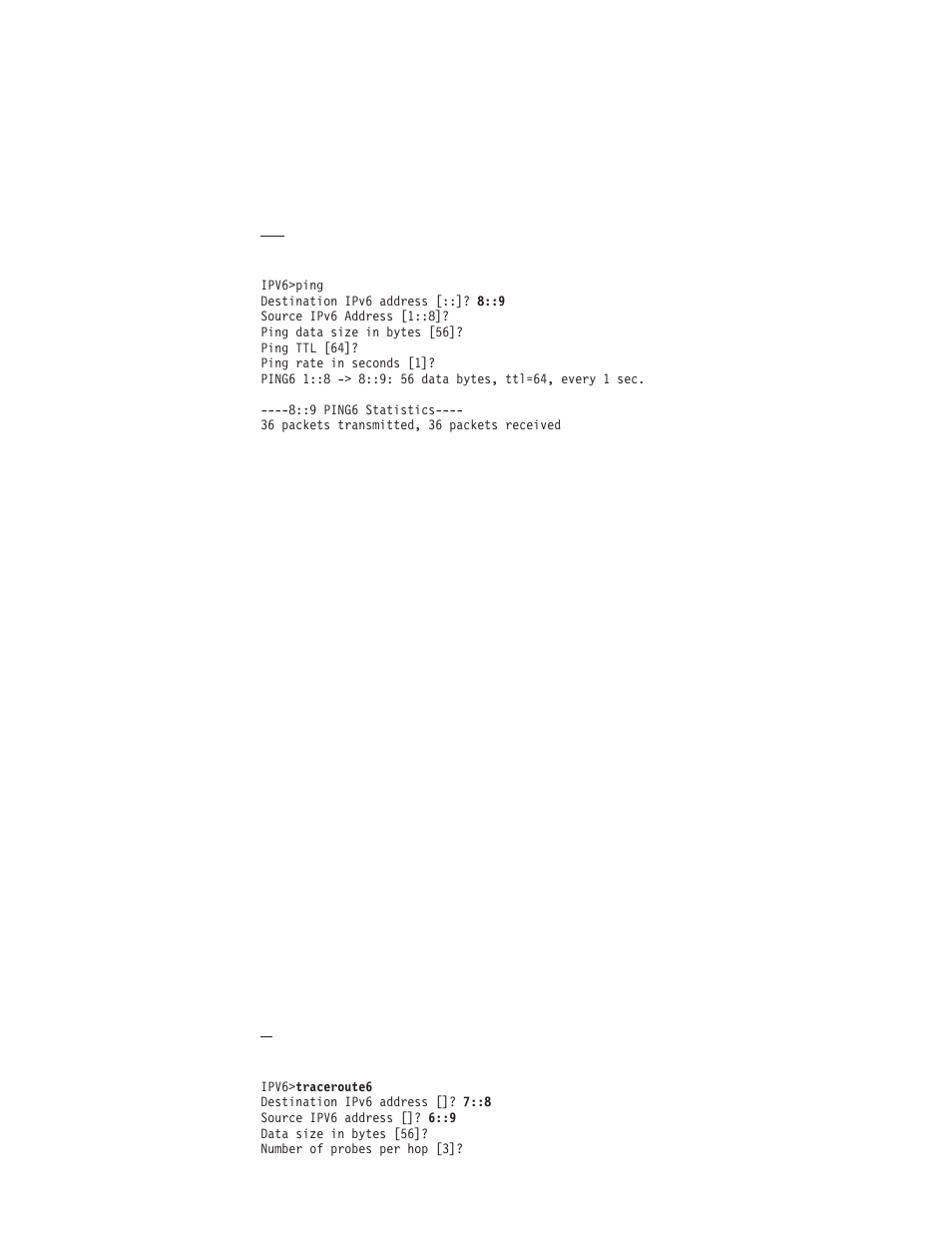 Ping6 traceroute6, Ping6, Traceroute6 | IBM SC30-3865-04 User Manual | Page 432 / 513