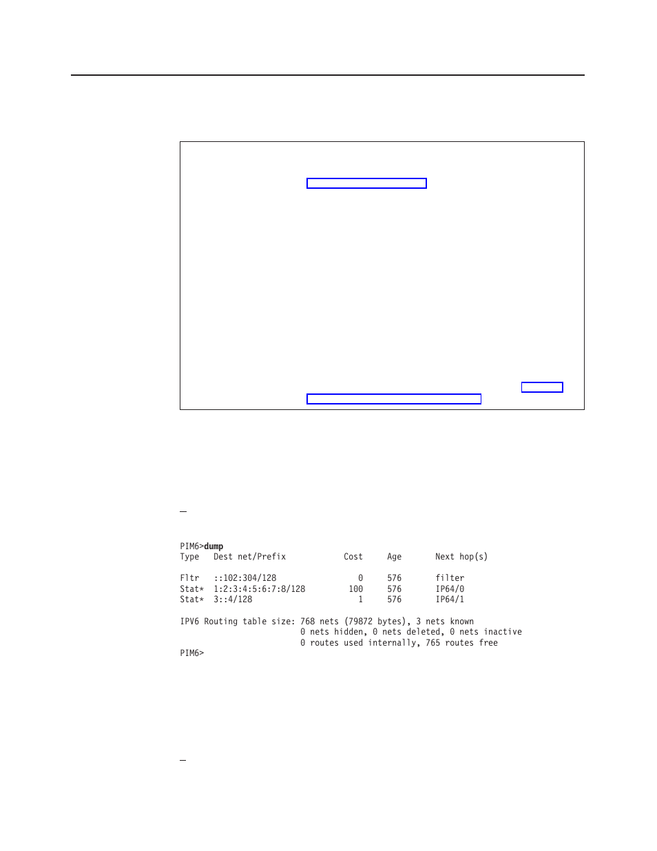 Pim monitoring commands, Dump routing tables, Clear | Pim monitoring command summary | IBM SC30-3865-04 User Manual | Page 446 / 513