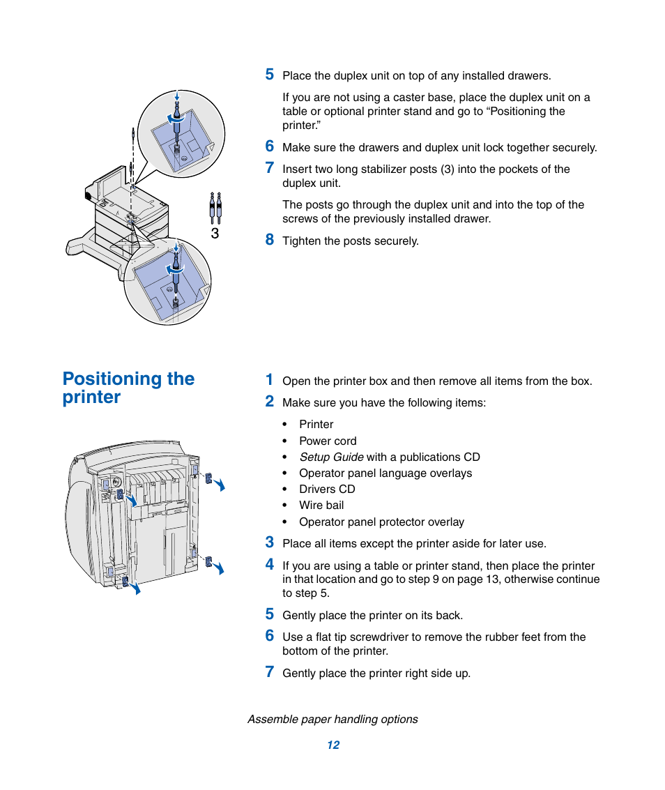 Positioning the printer | IBM Infoprint M22 MFP User Manual | Page 18 / 62