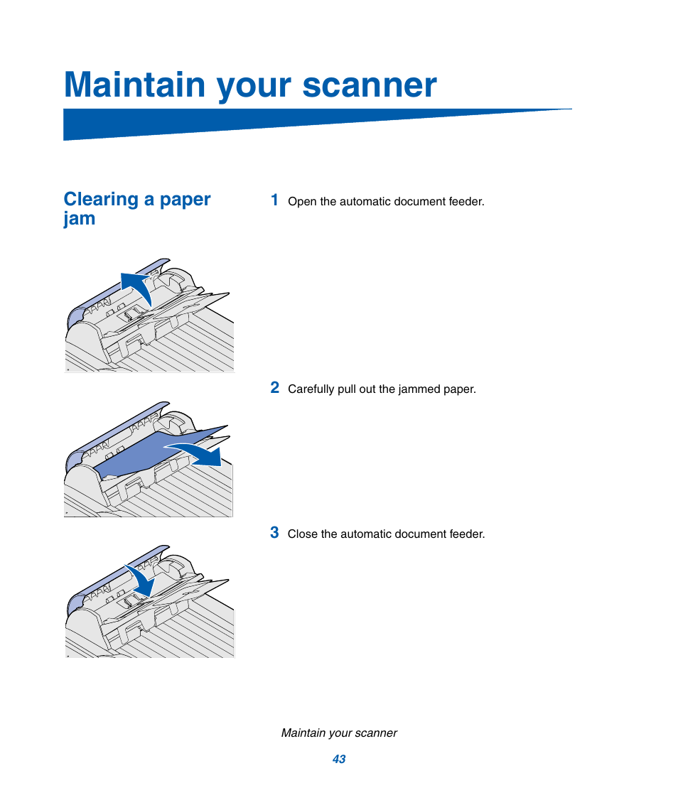 Maintain your scanner | IBM Infoprint M22 MFP User Manual | Page 49 / 62