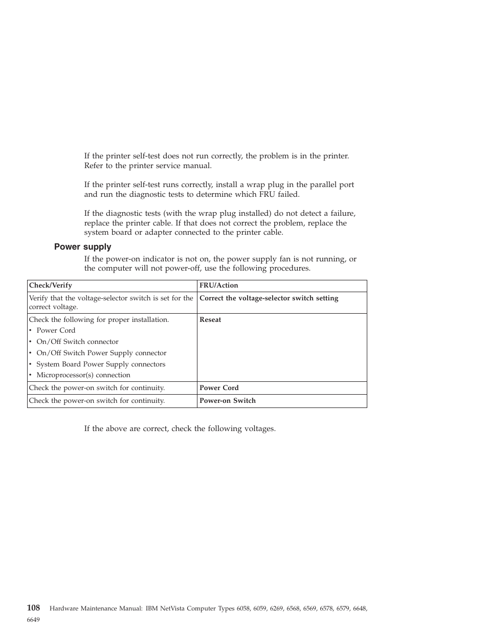 Power supply | IBM 6648 User Manual | Page 122 / 248