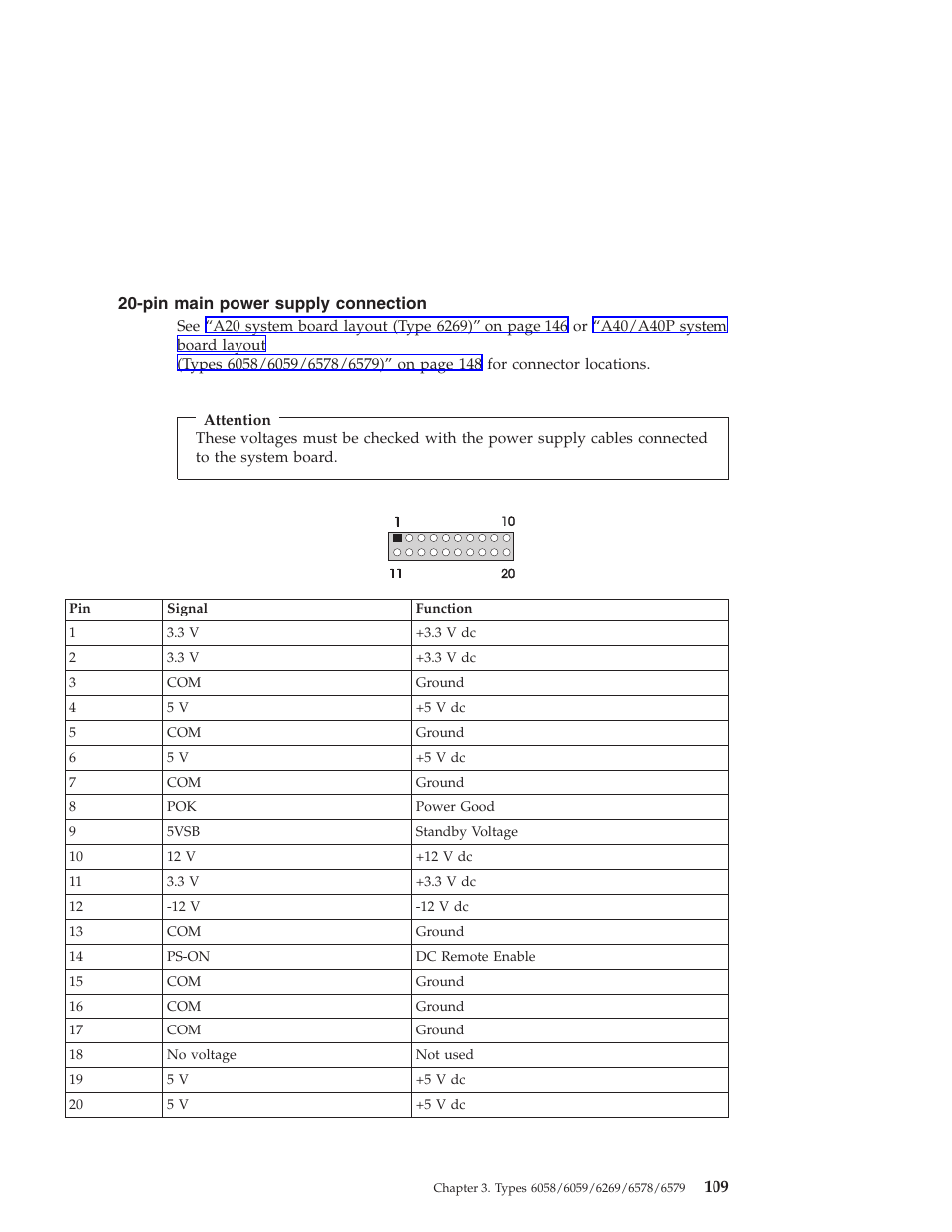 Pin main power supply connection | IBM 6648 User Manual | Page 123 / 248