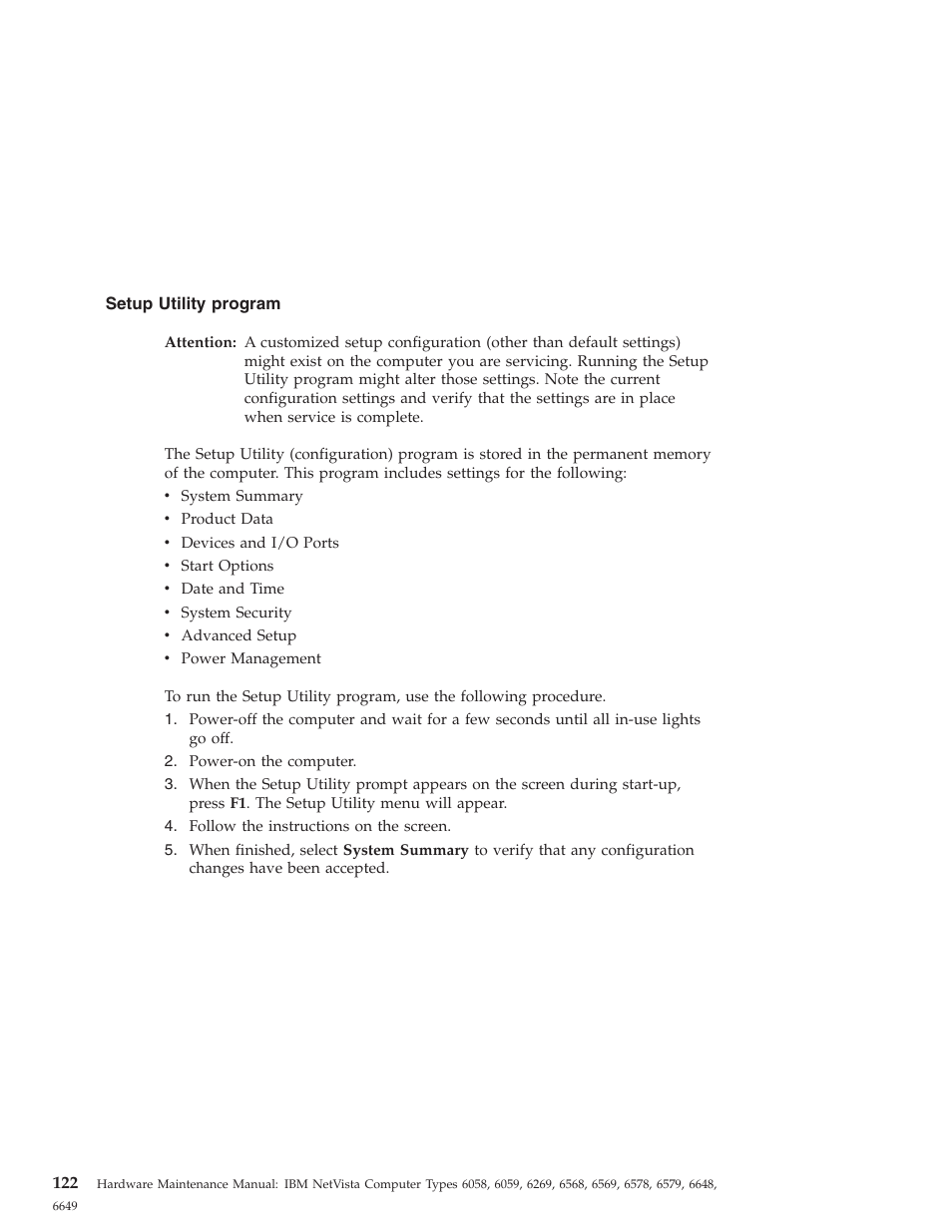 Setup utility program | IBM 6648 User Manual | Page 136 / 248