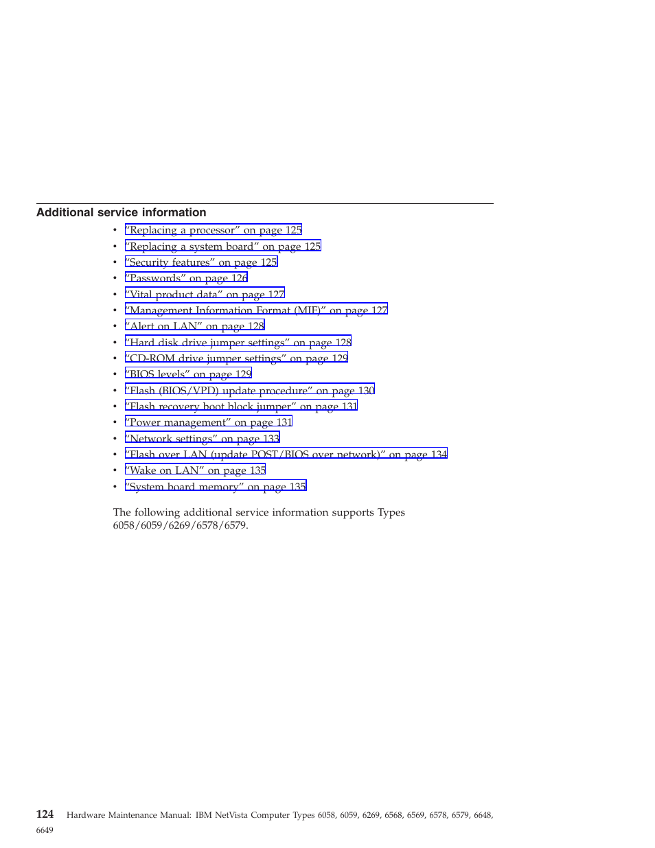 Additional service information | IBM 6648 User Manual | Page 138 / 248