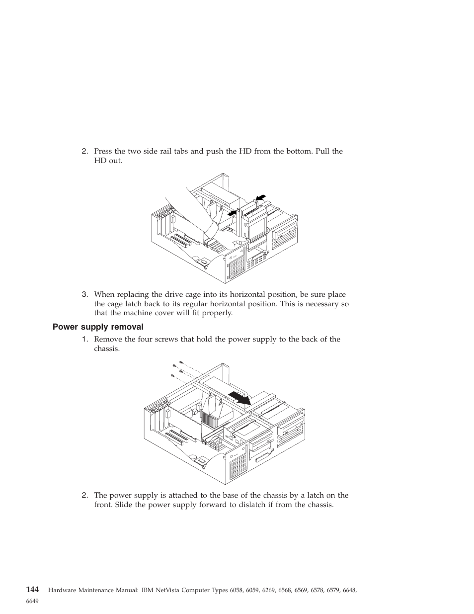 Power supply removal | IBM 6648 User Manual | Page 158 / 248