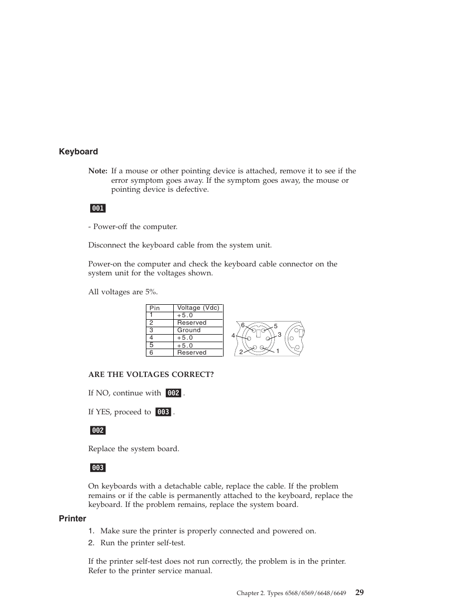 Keyboard, Printer, Keyboard” on | IBM 6648 User Manual | Page 43 / 248