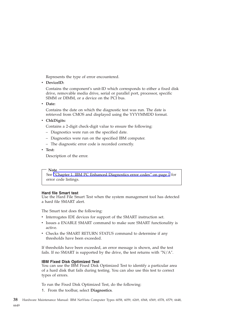 Hard file smart test, Ibm fixed disk optimized test | IBM 6648 User Manual | Page 52 / 248