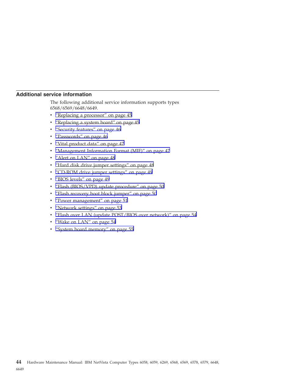Additional service information | IBM 6648 User Manual | Page 58 / 248