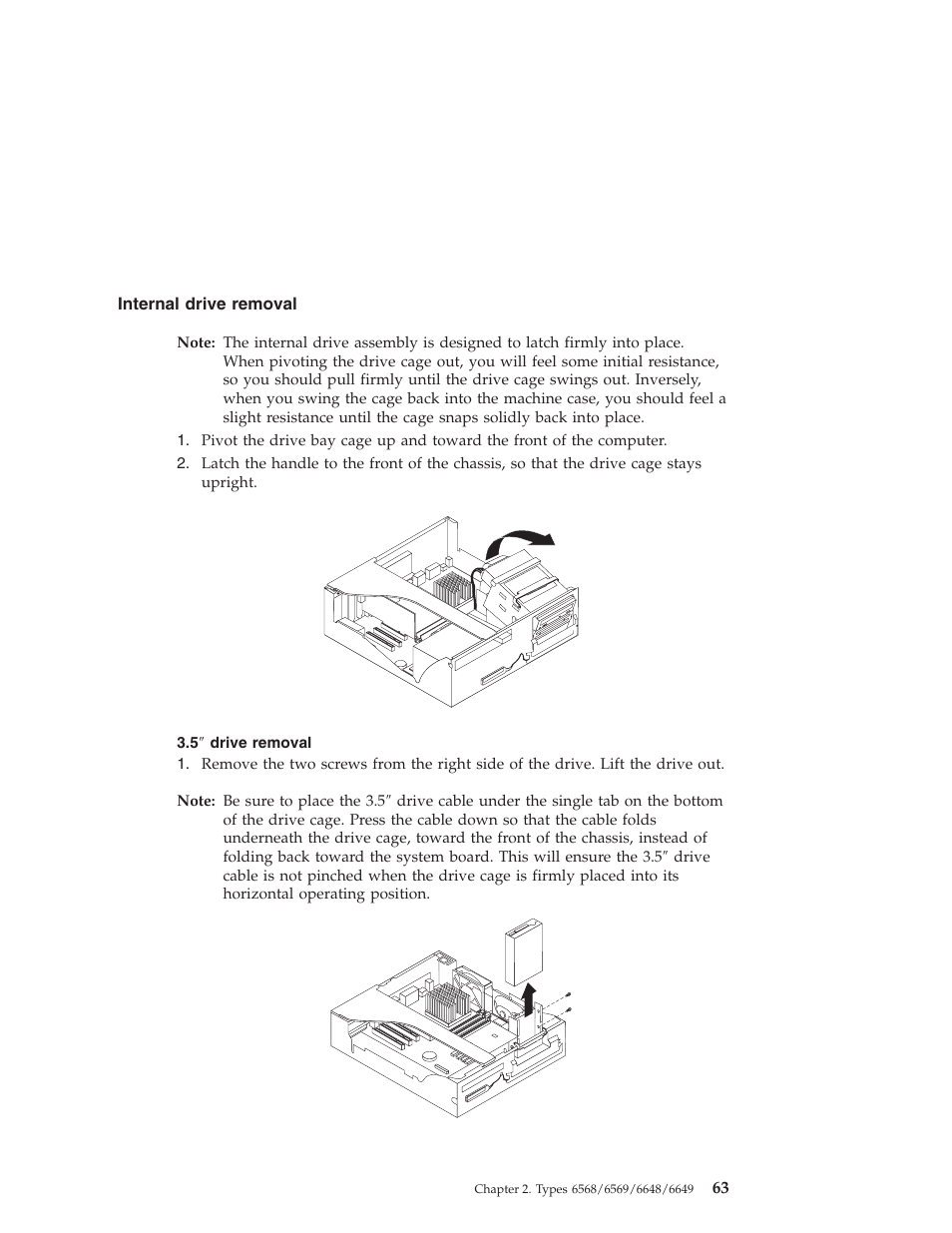 Internal drive removal, 5" drive removal, Drive removal | IBM 6648 User Manual | Page 77 / 248