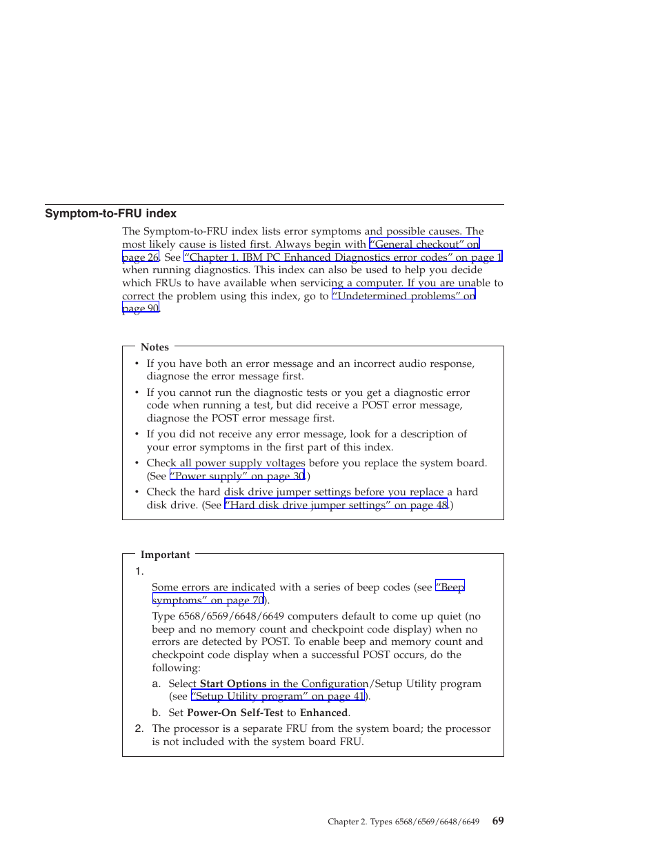 Symptom-to-fru index | IBM 6648 User Manual | Page 83 / 248
