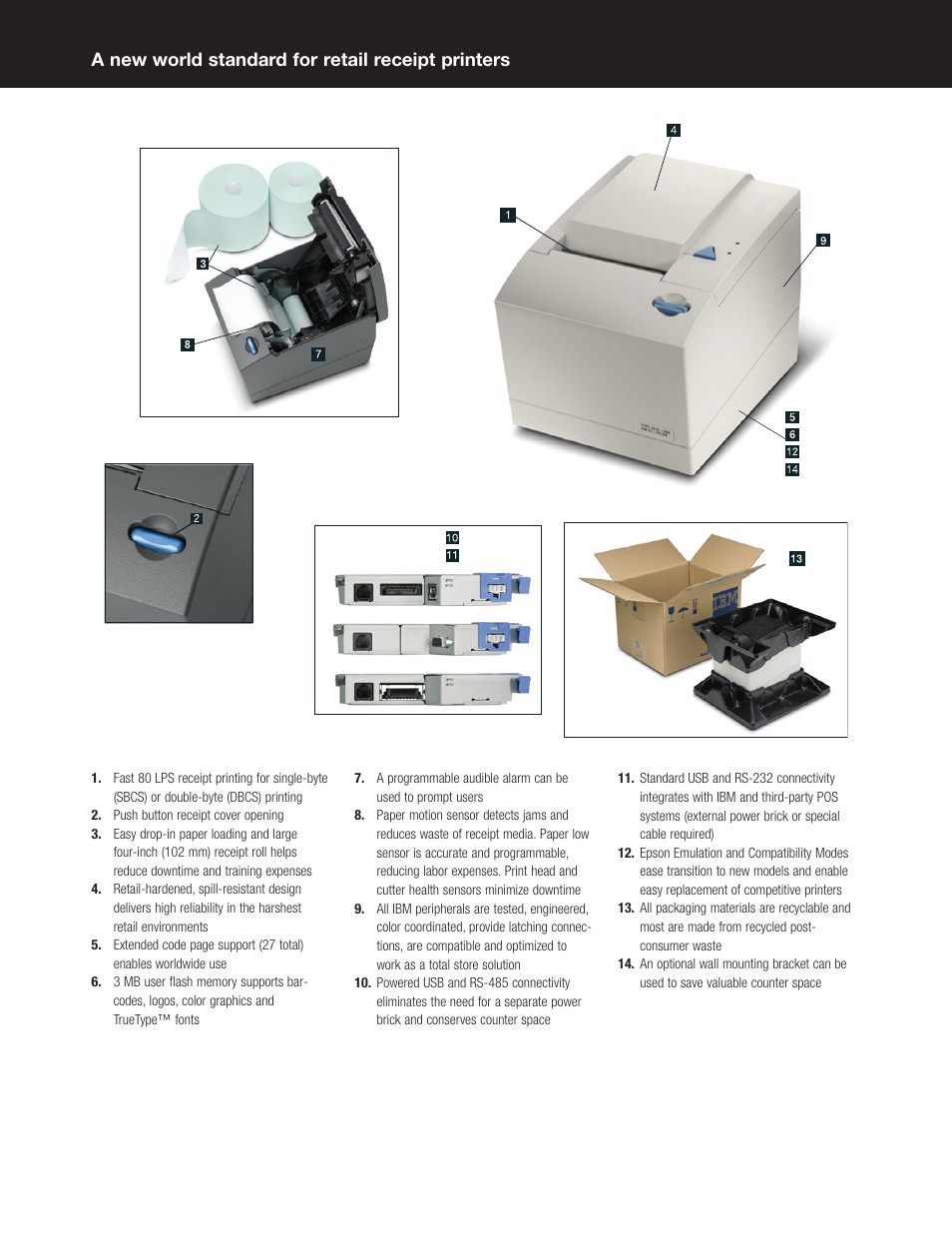 A new world standard for retail receipt, A new world standard for retail receipt printers | IBM SUREMARK 1ND User Manual | Page 2 / 8