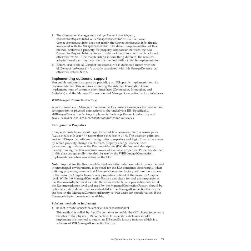 Implementing outbound support | IBM WebSphere Adapters User Manual | Page 105 / 226