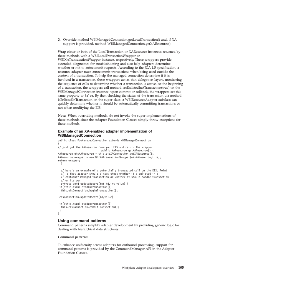 Using command patterns | IBM WebSphere Adapters User Manual | Page 111 / 226