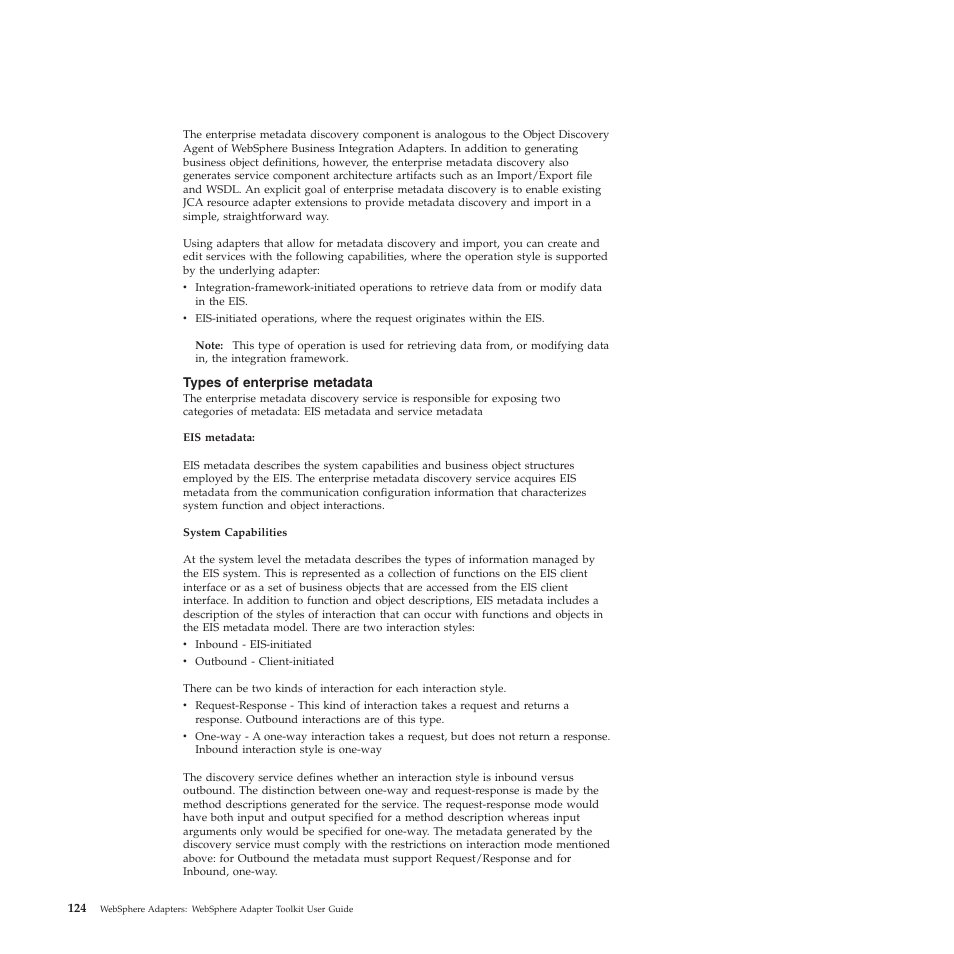 Types of enterprise metadata | IBM WebSphere Adapters User Manual | Page 130 / 226