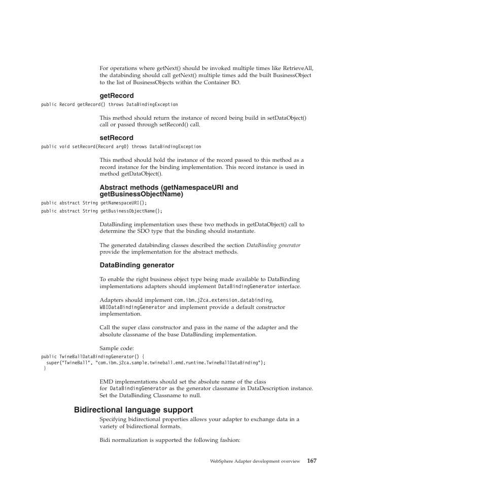 Bidirectional language support | IBM WebSphere Adapters User Manual | Page 173 / 226