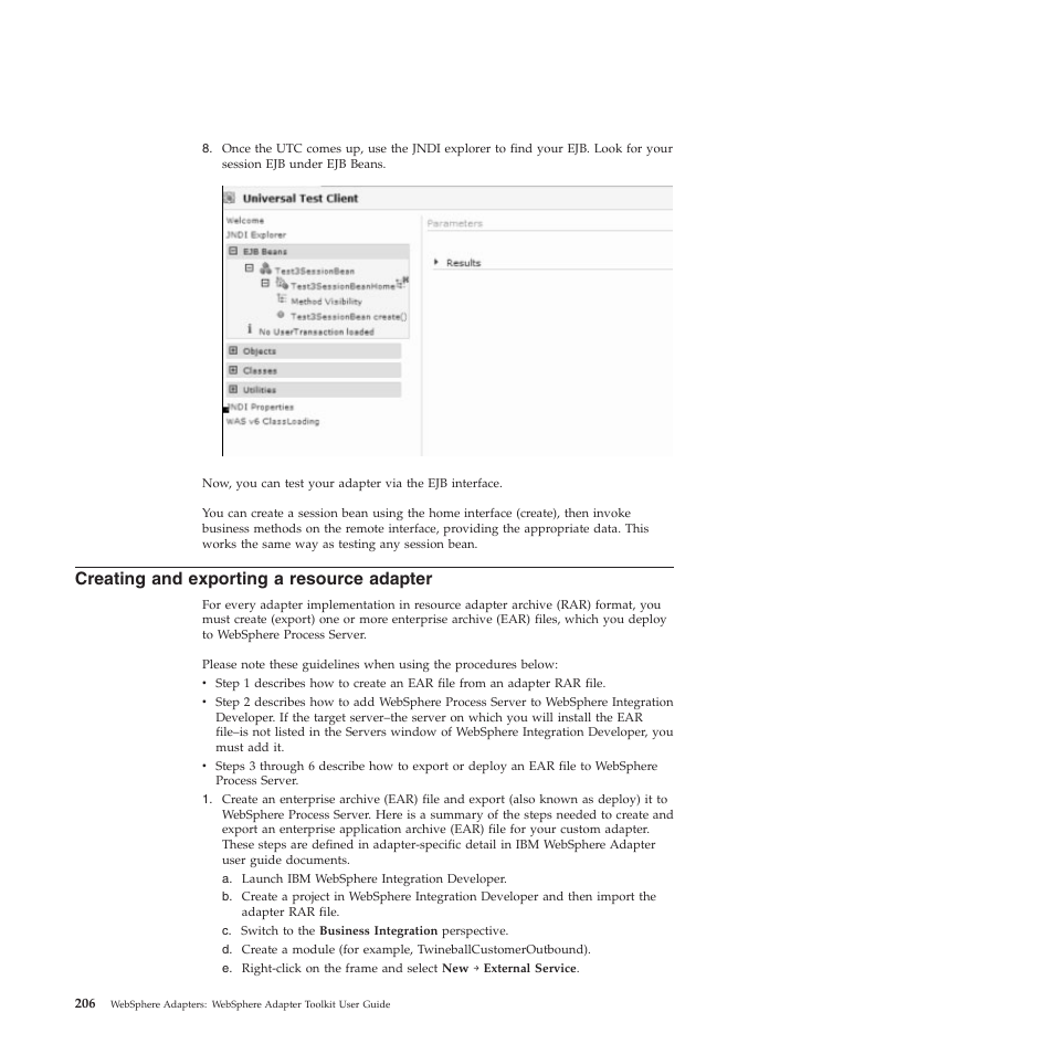 Creating and exporting a resource adapter, Exporting the resource adapter | IBM WebSphere Adapters User Manual | Page 212 / 226