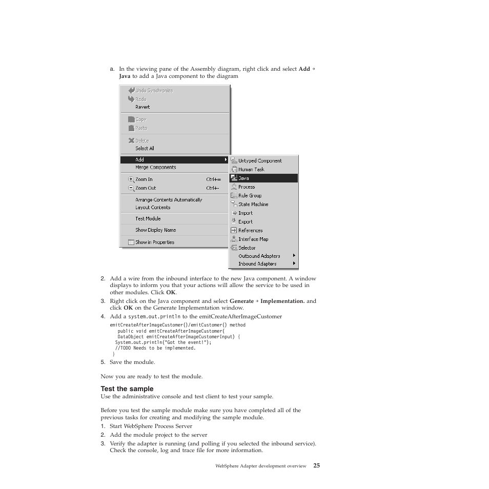 Test the sample | IBM WebSphere Adapters User Manual | Page 31 / 226