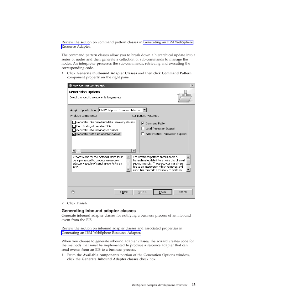 Generating inbound adapter classes | IBM WebSphere Adapters User Manual | Page 49 / 226