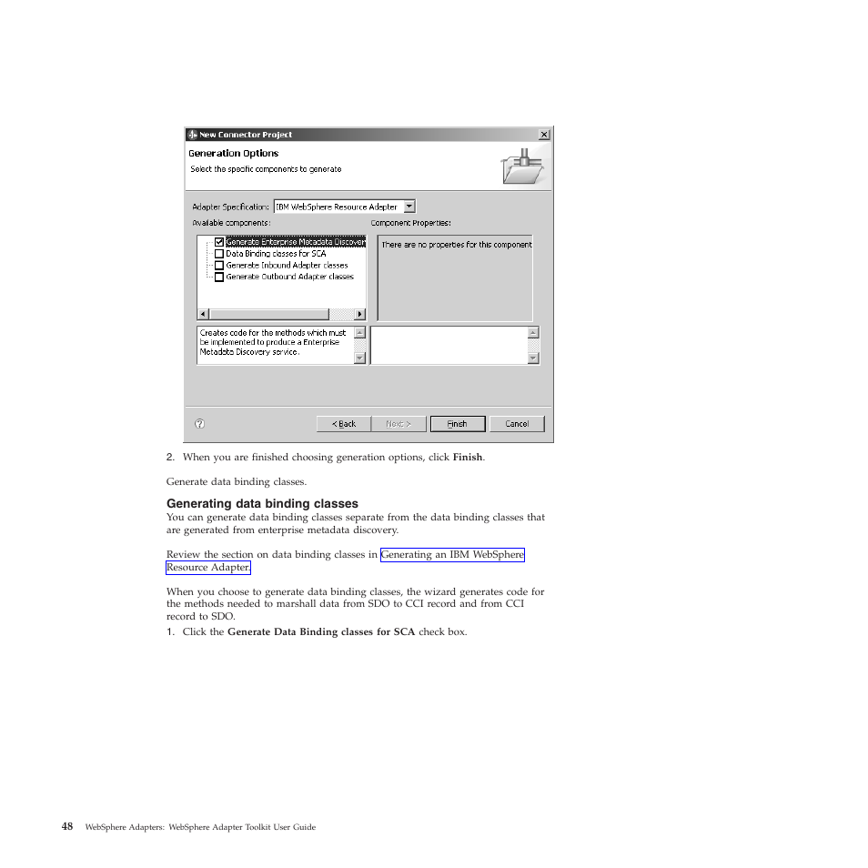Generating data binding classes | IBM WebSphere Adapters User Manual | Page 54 / 226