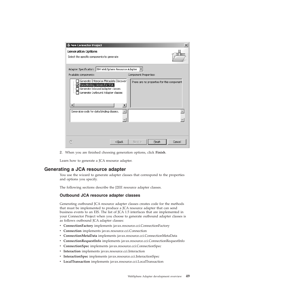 Generating a jca resource adapter | IBM WebSphere Adapters User Manual | Page 55 / 226