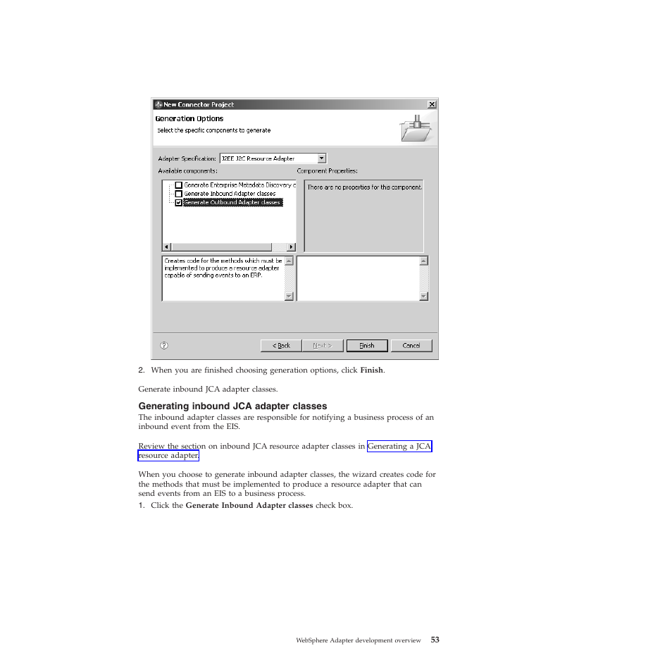 Generating inbound jca adapter classes | IBM WebSphere Adapters User Manual | Page 59 / 226