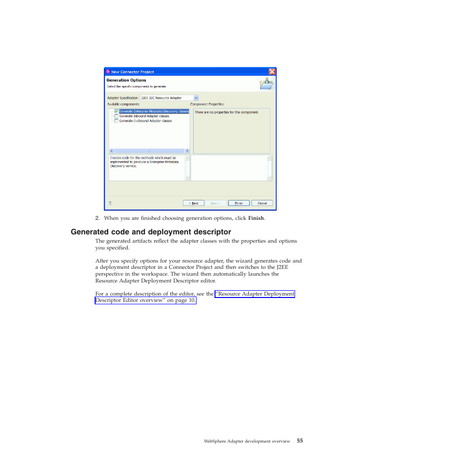 Generated code and deployment descriptor | IBM WebSphere Adapters User Manual | Page 61 / 226