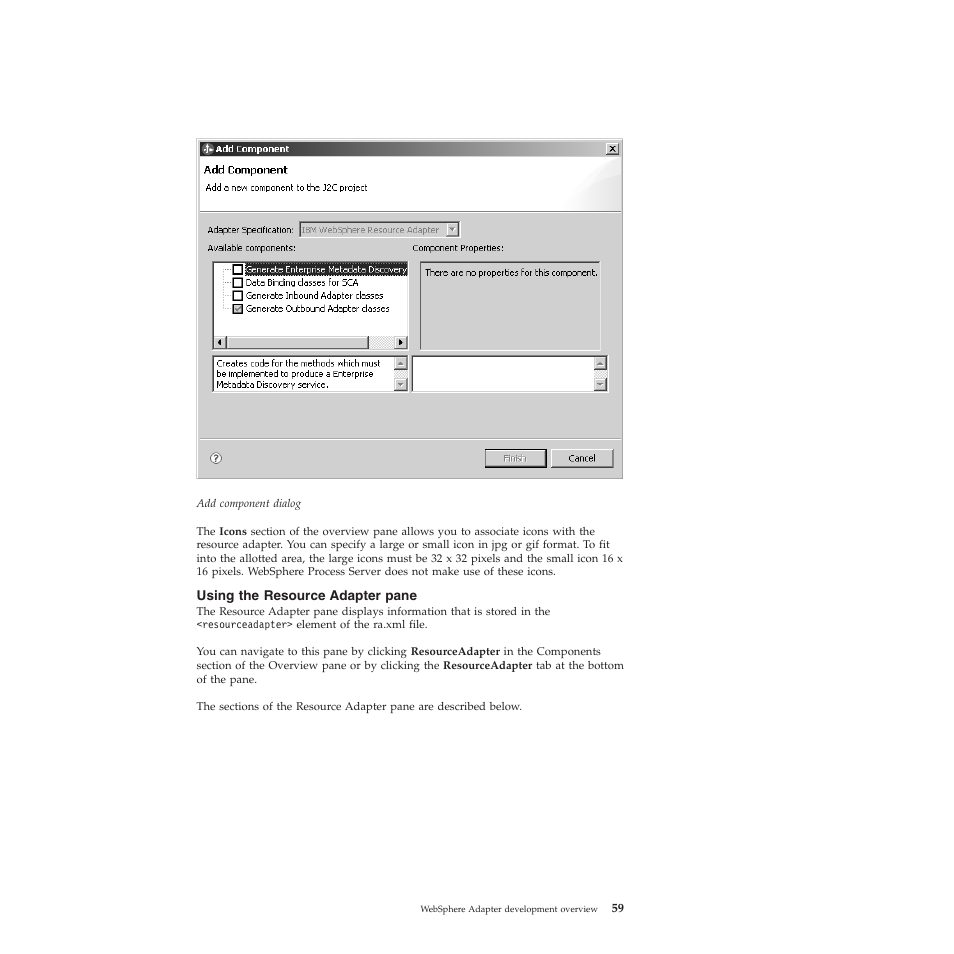 Using the resource adapter pane | IBM WebSphere Adapters User Manual | Page 65 / 226