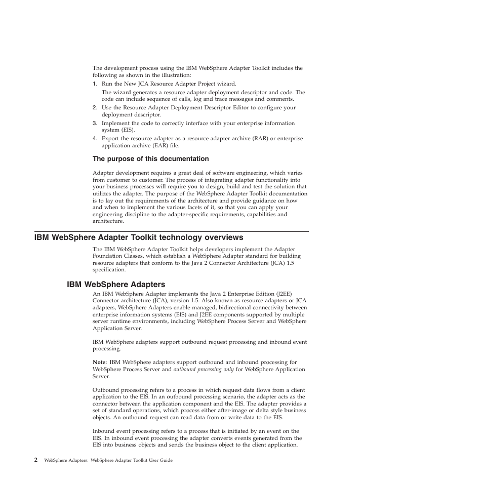 Ibm websphere adapter toolkit technology overviews, Ibm websphere adapters | IBM WebSphere Adapters User Manual | Page 8 / 226