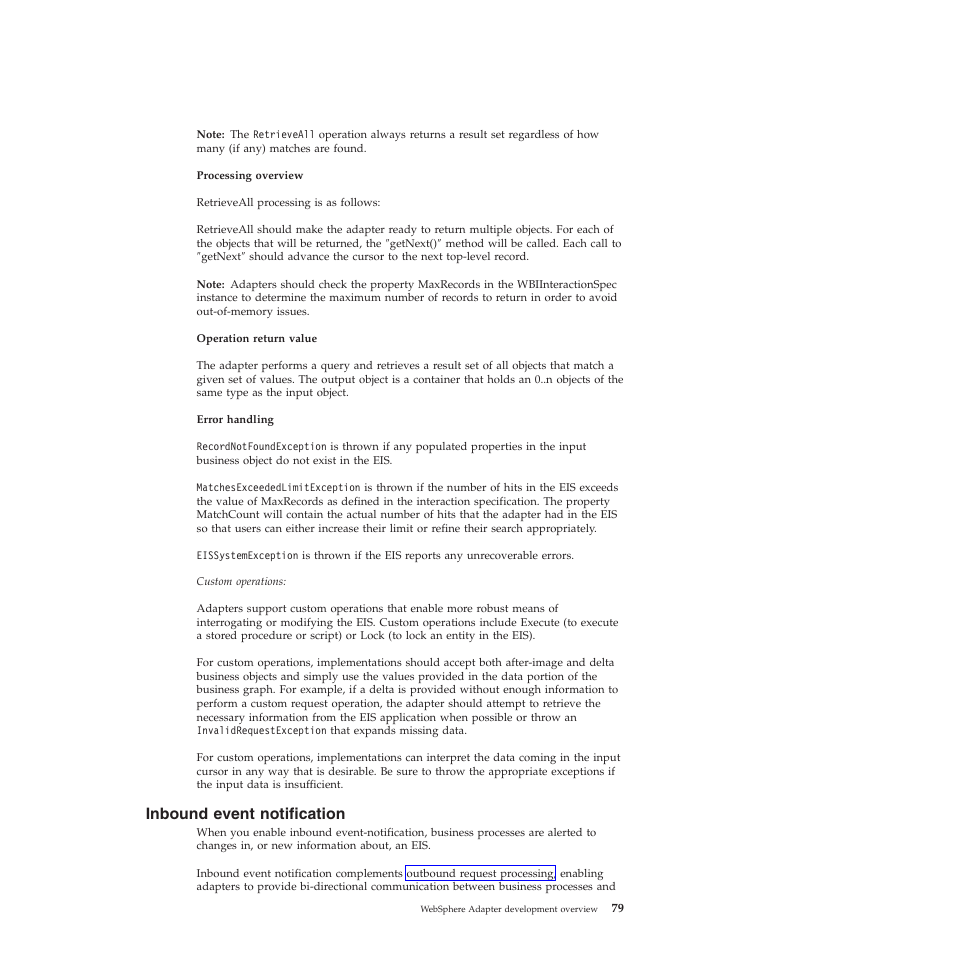 Inbound event notification | IBM WebSphere Adapters User Manual | Page 85 / 226