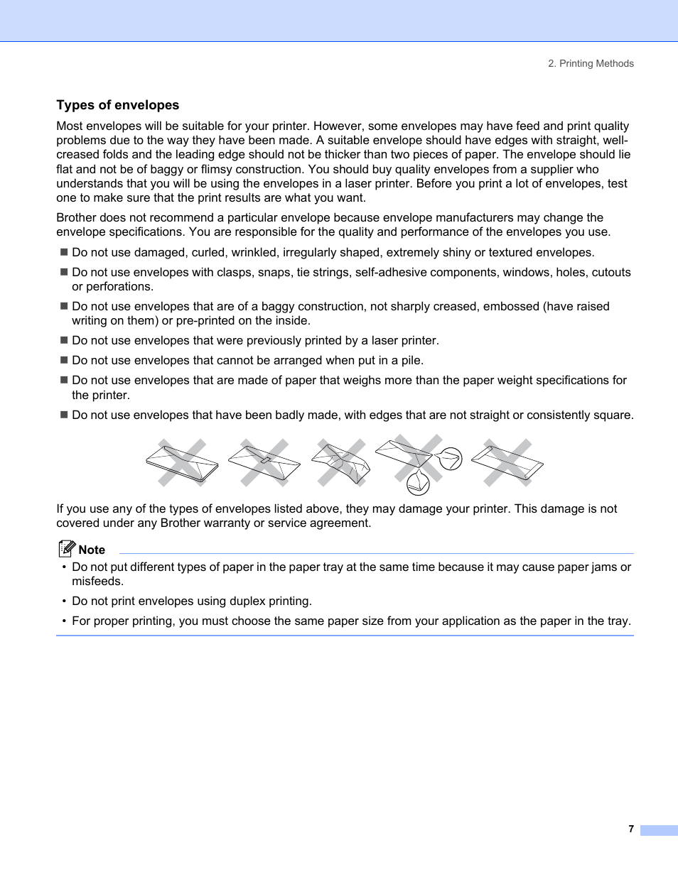 Types of envelopes | IBM HL-5250DN User Manual | Page 15 / 139