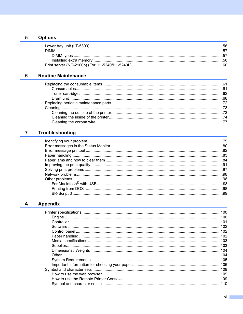 IBM HL-5250DN User Manual | Page 7 / 139