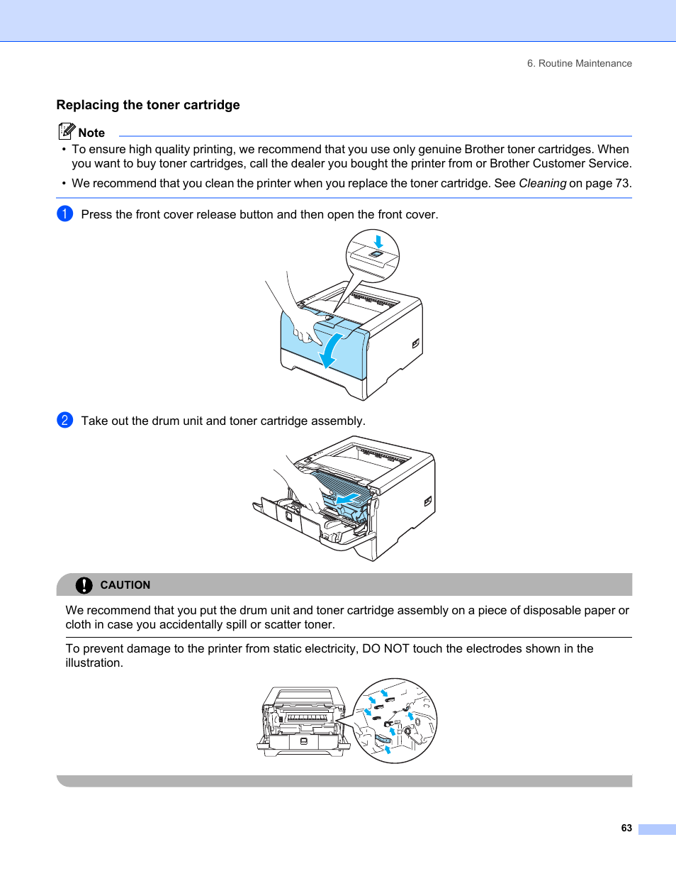 Replacing the toner cartridge | IBM HL-5250DN User Manual | Page 71 / 139