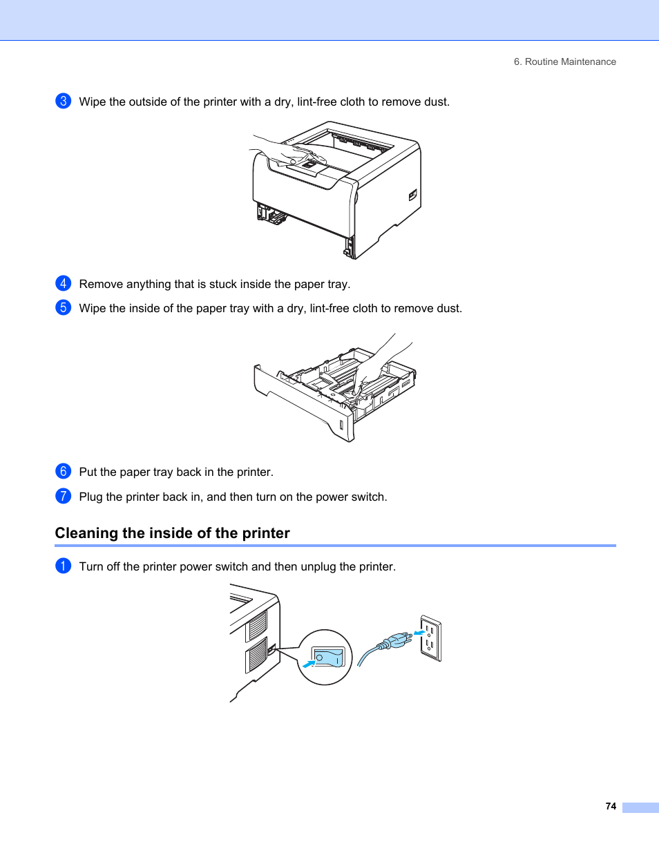 Cleaning the inside of the printer | IBM HL-5250DN User Manual | Page 82 / 139