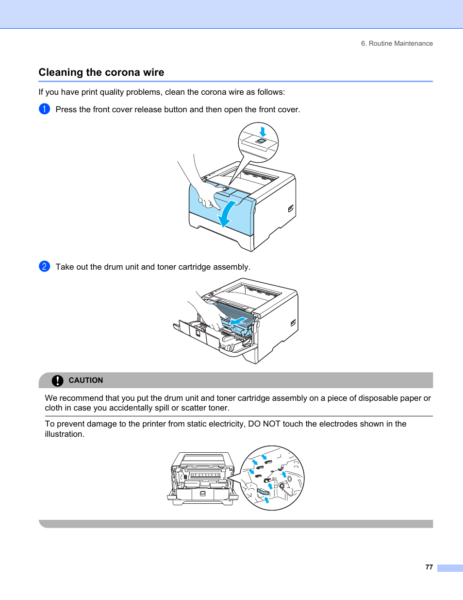 Cleaning the corona wire | IBM HL-5250DN User Manual | Page 85 / 139