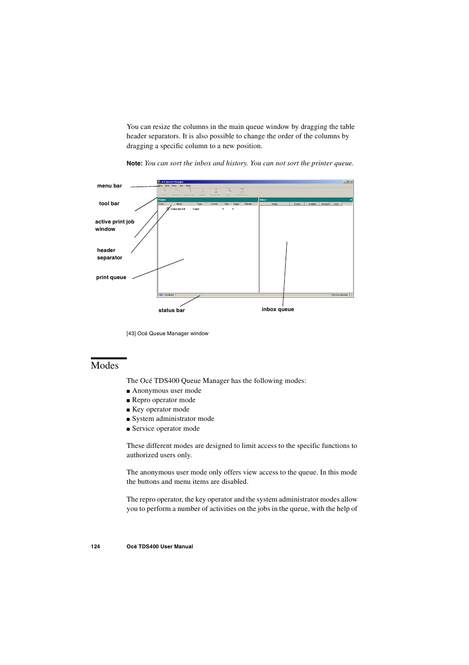 Modes, Modes 124 | IBM Oce TDS400 User Manual | Page 124 / 239