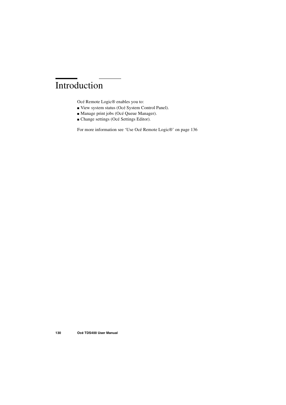 Introduction, Introduction 130 | IBM Oce TDS400 User Manual | Page 130 / 239