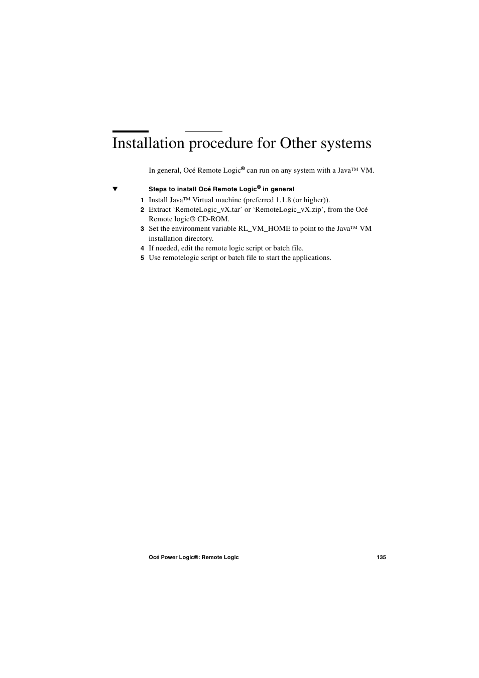 Installation procedure for other systems, Installation procedure for other systems 135 | IBM Oce TDS400 User Manual | Page 135 / 239