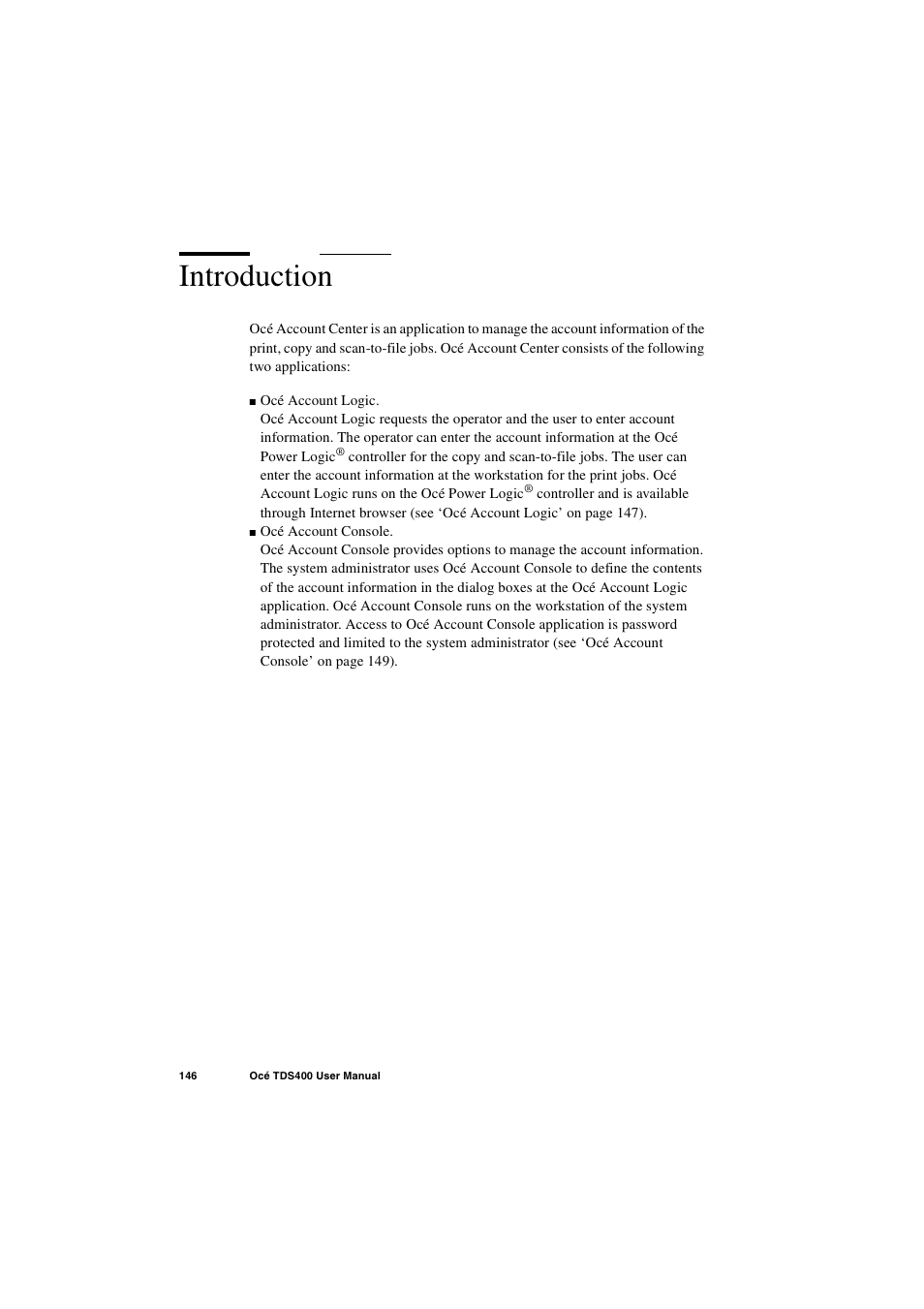 Introduction, Introduction 146 | IBM Oce TDS400 User Manual | Page 146 / 239